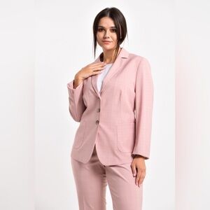 Gerry Weber Size 8 Glen Check 3-Button Blazer - Pink